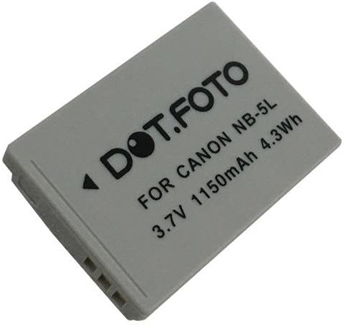 Dot.Foto NB-5L Premium 3.7v / 1150mAh Rechargeable Battery for Canon PowerShot S100, S110, SX200 IS, SX210 IS, SX220 HS, SX230 HS/IXUS 90 800 850 860 870 IS, 900 Ti, 950 960 970 980 990 IS