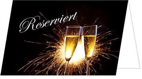 50 Stück neutrale Tischkarten Tischaufsteller reserviert Sekt TK-106 Gastronomiekarten zur Reservierung der Tische ihrer Feier für einzelne Plätze, Platzkarten Platzkartenhalter