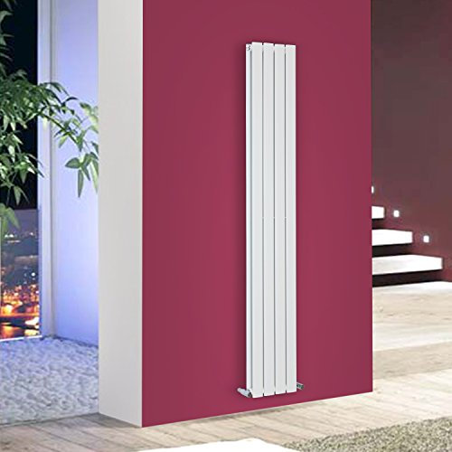 iBathUK Apex Tall Vertical Radiator, Double Flat Panel Radiators, 1800x300mm Slim Radiator, Wall Mounted for Bathroom,Kitchen,Living Room- White