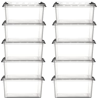 10x Aufbewahrungsbox stapelbare Box Smart Store Classic 15 transparent mit Deckel & Klickverschluss