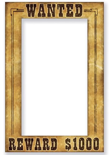 Beistle Western Wanted Photo Fun Frame – Lightweight Cardstock Paper Photo Booth Prop for Wild West, Cowboy, Rodeo, Desert & Western-Themed Party Decor, Not a Sturdy Frame, 15.5 x 23.5
