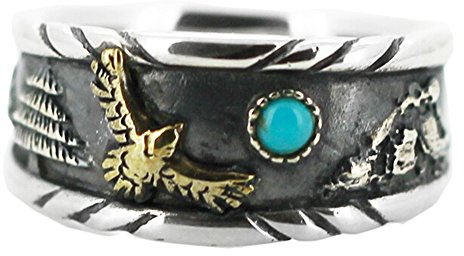 Herren Einzigartig Antique Klassisch natürlich Blau Türkis Edelstein Solide 925 Silber Silber und Copper Biker mode Tägliche Abnutzung Ring