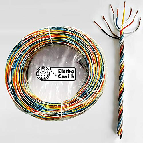® ELETTRO CAVI K - CAVO TRECCIA SCOPERTA 8x0,50 mm² PER CITOFONO O CABLAGGI AUTO PERMUTATORE IN RAME FLESSIBILE 8 POLI 10 METRI