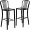 Flash Furniture Barhocker mit vertikaler Schiefer-Rückseite für den Innen und Außenbereich, aus Metall, 76,2 cm hoch, 2er Pack, Schwarz