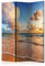 murando Raumteiler Meer Natur Himmel Strand Foto Paravent 135x172 cm beidseitig auf Vlies-Leinwand Bedruckt Trennwand Spanische Wand Sichtschutz Raumtrenner blau beige c-B-0182-z-b