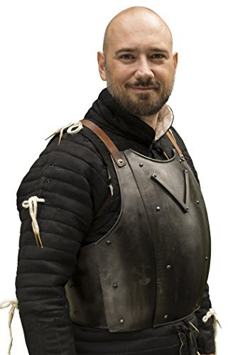 Epic Armoury Mittelalterlicher Brustpanzer Churburg Ritterrüstung aus Stahl Brustharnisch Schaukampftauglich Plattenpanzer LARP Wikinger Mittelalter Verschiedene Ausführungen (Brüniert, XL/XXL)