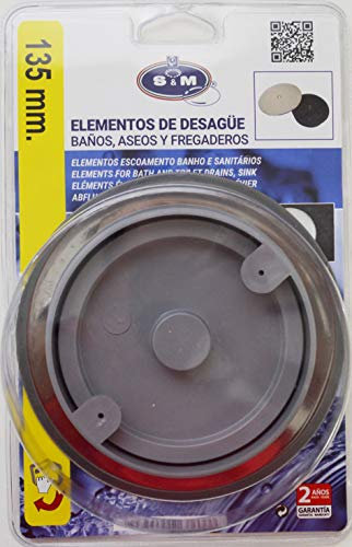 S&M 751233 Tapa completa bote sifónico inoxidable, Color Cromado, 135 mm