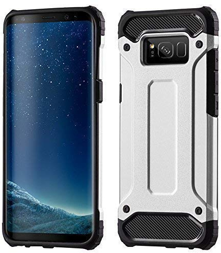 cofi1453 Schutzhülle Bumper HYBRID Armor kompatibel mit iPhone 8 Plus Silikon Hülle Bumper Zubehör Schale Bag Tasche Silber