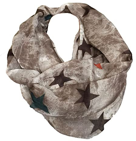 Fashion Star STERN LOOP Cotton Farbverlauf Rundschal Schlauchschal Stola Schal (Taupe)