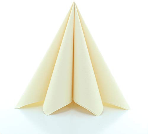 Sovie Home Linclass®Airlaid Serviette 40x40cm | saugstark und reissfest | Faltbar | ideal für Hochzeiten und Feste | Creme | 12 Stück