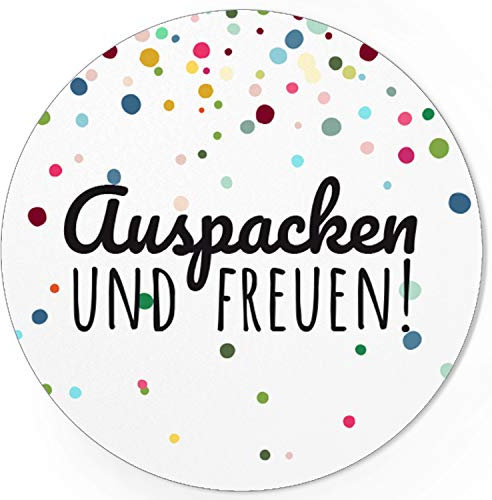 48 runde Aufkleber/Auspacken und freuen Bunte Punkte/Moderne Sticker/Etiketten/Geschenk/Hochzeit/Überraschung/Individuelles Design