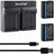 Blumax 2 x Battery NP-FW50 | 950 mAh + Mini Dual Charger | Sony Alpha7 / 7ii / 6500/6300 / 6000/5100 NEX-7 NEX-6 NEX-F3 NEX-3 Nex-5 NEX-5N NEX-5T SLT A55V A33 A35 A3 A35 A337