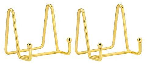 HCHLQLZ Gold Decorative plate stand Holder Picture Frame stand Easel Display stand
