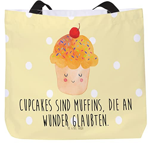 Mr. & Mrs. Panda Shopper Cupcake - Geschenk, Tragebeutel, Tiermotive, Muffin, lustige Sprüche, Tasche, Alltagstasche, Freizeittasche, Küche Deko,