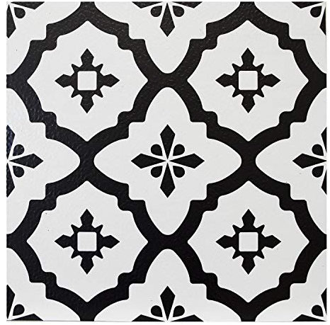 FloorPops Comet Pack of 10 Peel & Stick Vinyl Floor Tiles Black White Pattern