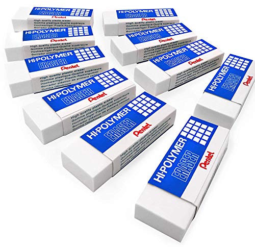 Pentel - Hi-Polymer Jumbo Radiergummis aus Kunststoff - Weiß (10)
