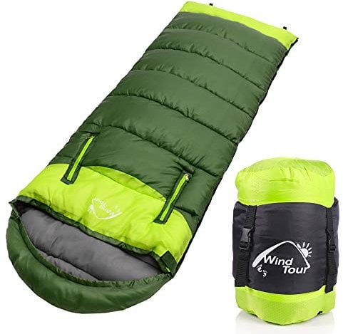 Schlafsack Deckenschlafsack Umschlagschlafsack -10°C bis 20°C,Atmungsaktiv Spleißbarer Schlafsack Ultraleicht für Mittagspause Camping Wandern Bergsteigen (Reißverschluss rechts, Armeegrün)