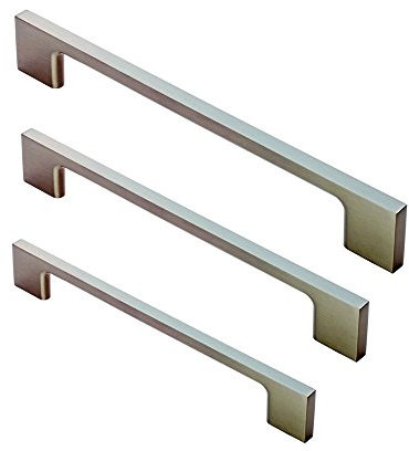 FittingsCo, Slimline D Handle Collection, Matte Black, Black,Brushed Copper, Kitchen & Bedroom Handle (256mm HC, Brushed Nickel)