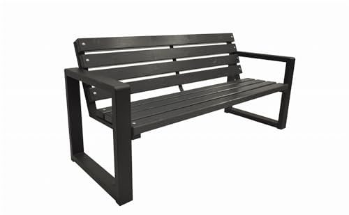 Primario Grande Gartenbank, Parkbank - Gartenmöbel, Outdoor Bank mit 350kg Tragfähigkeit - Sitzbank Holz Wetterfeste (Grande, Grau, 200cm - Sitzlänge, CE)