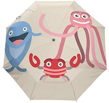 MONTOJ Regenschirm für Mascote und Oktopus, 3-Fach faltbar, UV-Schutz mit automatischer Öffnung