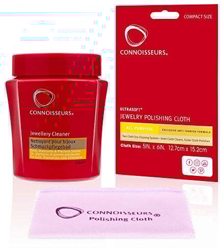 Connoisseurs Gold Jewellery Cleaner | Gold Cleaner for Jewelery with Polishing Cloth | Jewellery Solution for Diamonds, Platinum & Golds