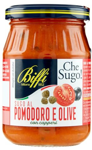 Biffi - Sugo al Pomodoro e Olive con Capperi - Multipack - 3 vasetti da 190g - 100% Italiano