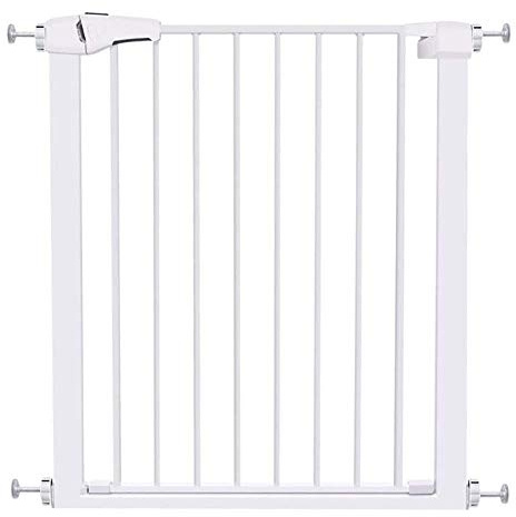 ADEIEGE Porte de bébé en métal Blanc montée sous Pression, Portes de sécurité intérieures pour Porte de Couloir d'escalier Facile à Ouvrir (Taille: 63-70cm)