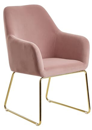 Wohnling Esszimmerstuhl Samt Rosa Küchenstuhl mit goldenen Beinen, Schalenstuhl Stoff/Metall, Design Polsterstuhl Esszimmer, Stuhl Gepolstert