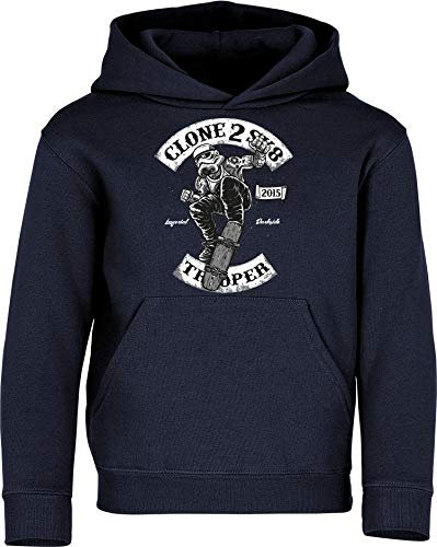 (A) Kinder Pullover: Skate Trooper - Hoodie Kapuzenpullover Pulli Skateboard Skaten Skater Skaters Board SK8 (Navy 140)