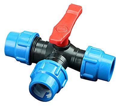 Raccord en T de compression en T pour tuyau d'eau, raccords de compression en plastique pour jardinage, irrigation agricole, 32 mm