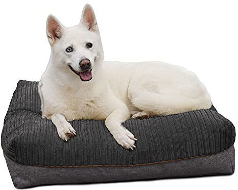 rucomfy Fibre-Filled Medium Flip-It Dog Bed Mattress - Reversible Cooling or Warm Jumbo Cord Pet Bed - Pre Filled - Machine Washable - 73 x 80 x 30cm (Slate Grey)