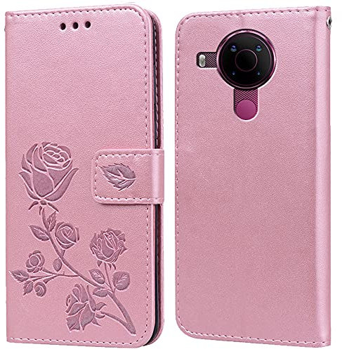 PKQTOP Hülle für Nokia 5.4 Handyhülle,Klappbar Tasche Case,Standfunktion,Kartenfach,Silikon Bumper,Stoßfeste Schutzhülle Cover für Nokia 5.4