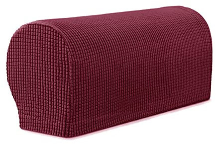 YSLJW Armlehnenbezüge, Jacquard Elastische Waschbar Couch Armlehnenschoner Armlehnenbezug Für Sessel Sofa (DunkelRot,2 Pcs)