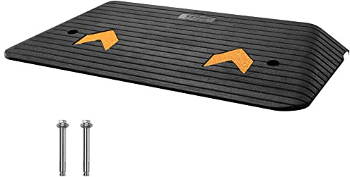 VEVOR 3 Rise Rubber Threshold Ramp, 35.6 Wide Wheelchair Ramp Doorway, Natural Curb Ramp, 33069Lbs Load Capacity, Non-Slip Textured Surface Rubber Curb Ramp for Wheelchair and Scooter
