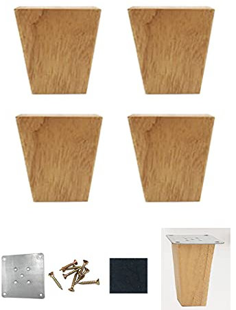Pieds en Bois pour Remplacer Les Vieilles Pieds de Meubles,4Pcs Pieds pour Canapé Carré Pieds de Lit,Couleur Bois pour Pouf,Commode,(Haut 5,3 Cm,Bas 3,5 Cm) (5cm/2)