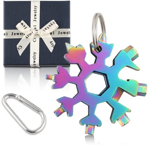 18-in-1 Edelstahl Schneeflocken Multi-Tool, Schneeflocken Multifunktionswerkzeug, Kompakt und Tragbar Schneeflocke Werkzeug für Draussen Abenteuer Camping, Geschenke für Männer, Papa, Mann