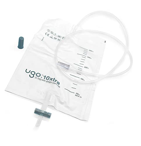 Ugo 2L Nachtbeutel (x10) – Urinbeutel/Katheter Nachtbeutel, T oder Hebel mit knickfreiem Anschluss (10er Pack) (Ugo 10 Extra - Einweg-T-Hahn, Nicht Steril)