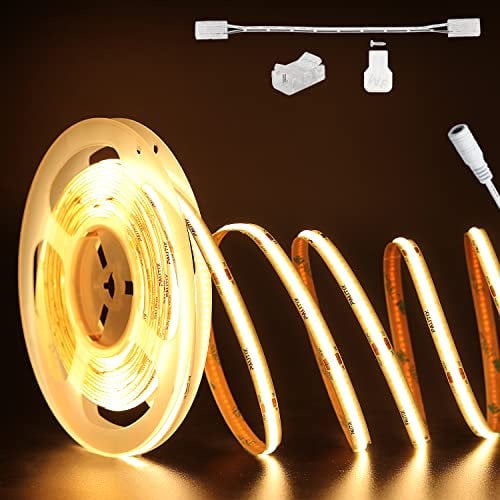 COB LED Streifen Warmweiss 2700K,PAUTIX 10m 504LEDs/m DC24V LED Strip Light,CRI90+ für Schlafzimmer Küche DIY Beleuchtungsprojekt mit 8mm Cob Verbinder(Netzteil nicht im Lieferumfang enthalten 24V/4A)