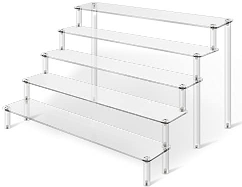 JOENCOST 5-stufig Acryl Riser Display Regal Ständer, Transparente Acrylständer Riser Regal, Display Regal Organizer für Nagellack Kosmetik Kunsthandwerk Cupcake Buffets Dessert Modell