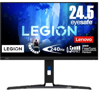 Lenovo Legion Y25-30 | 24,5 Full HD Gaming Monitor | 1920x1080 | 240Hz | 400 nits | 0,5ms Reaktionszeit | HDMI | DisplayPort | AMD FreeSync Premium | schwarz