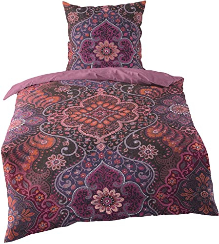 Jekatex Baumwoll-Satin Bettwäsche FLORENZIA 135 x 200 cm aus 100% Baumwolle mit Reißverschluss