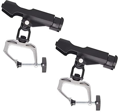 ZONADAH Pack of 2 Fishing Rod Holder Clamp 360 Degree Adjustable Rotation for Boat Kayak Canoe Fishing Boat Accessories for Attaching to Boat Rails Seaside Handles Adjustable Fishing Rod Rack