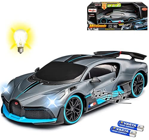 alles-meine.de GmbH Bugatti Chiron Divo Coupe Grau mit Licht und Sound Version Ab 2018 1/24 Modell Auto