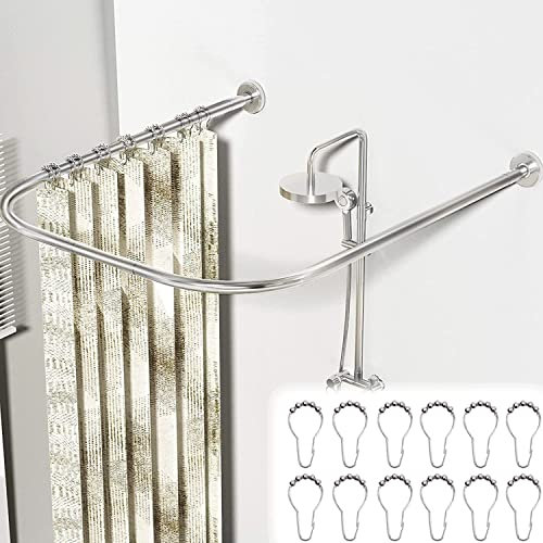 Tringle à Rideaux de Douche en Forme U en Acier Inoxydable, Extensible Barre Rideau Douche Arrondie, Sans Perçage, pour Salle de Bain Baignoire Magasin de Vtements (Size : 100x100x100cm)