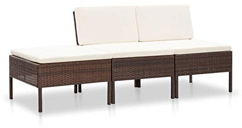 Yolola ecklounge gartenmöbel Set gartenlounge Outdoor balkonmöbel Set Lounge Sofa Outdoor gartensofa Ecke Balkon Lounge Ecke Outdoor Loungemöbel mit Auflagen-3-tlg-Braun
