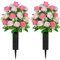 SIFOEL 2 Piezas de Flores Artificiales Cementerio con florero, Rosa Artificial Tumba Flores conmemorativas para la decoración de la lápida del Cementerio (Pink)