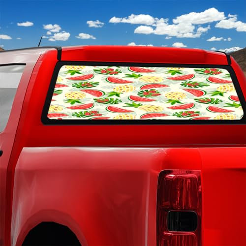 Abstrakte moderne Wassermelone Auto Heckscheibe LKW Heckwischer Aufkleber Cartoon Niedlich Tropische Frucht Erdbeere Ananas Sommer Wasserdicht Pickup Trucks SUV Heckscheibenaufkleber - 168 B x 58 L cm