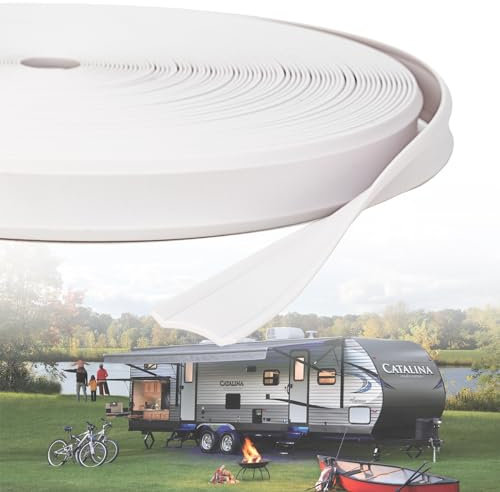Wohnmobil-Einsatz, Zierleiste, Zierleisteneinsatz 2,5 cm, Schraubenabdeckung für Reiseanhänger, Türeckendichtung, Vinyl, Wohnmobil-Eckleiste, 30 m Camper-Außenverkleidung (30 m – 2,5 cm breit, weiß)