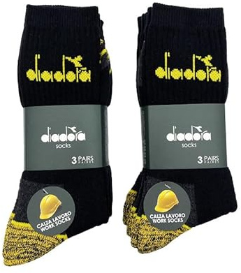 Diadora - 6 Paia Calze da Lavoro Unisex in Spugna Punta e Tallone Rinforzati Metà Gamba Extra Comfort (43-46, Gold)
