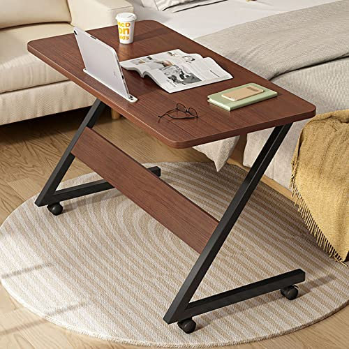 Table d'appoint en Forme de Z, Bureau de Chevet Roulant avec roulettes et Emplacement pour Tablette, Petite Table pour Ordinateur Portable, Table de lit pour étude et Lecture (Hauteur 30, m